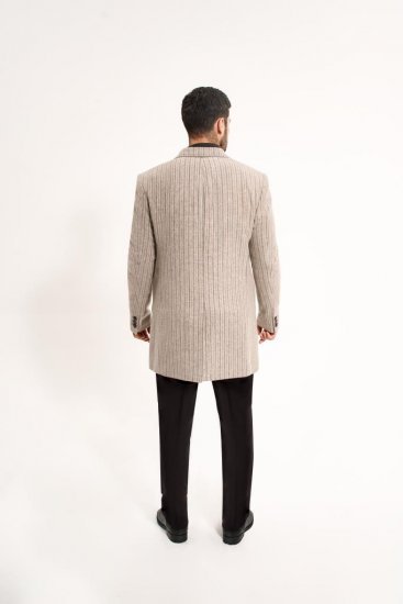 Пальто MAZALTOVMAN премиум Бежевое в полоску
