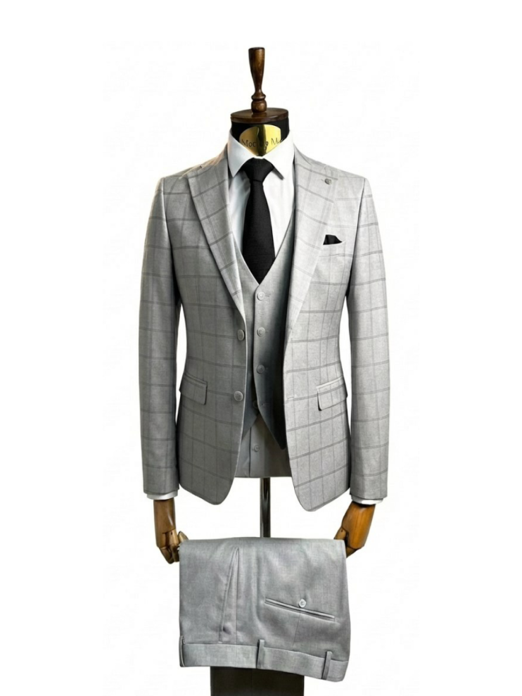 Костюм MAZALTOVMAN 3-ка премиум Серый в клетку