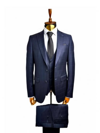 Костюм MAZALTOVMAN 3-ка премиум Синий в клетку