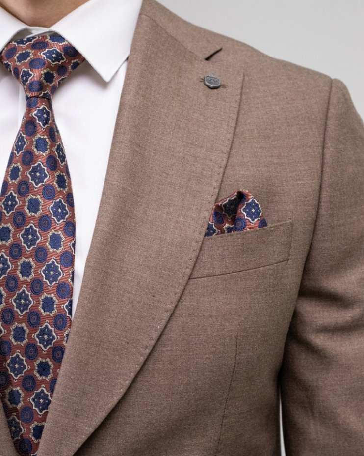 Молодежный костюм 2-ка Mazaltovman коричневый из фактурной ткани