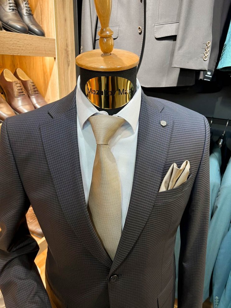 Костюм MAZALTOVMAN 2-ка премиум Коричневый в синюю клетку