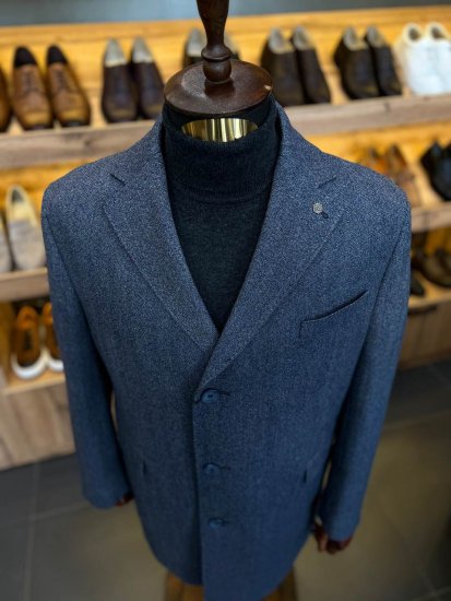 Пальто ГЕР Светло-синее фактурное