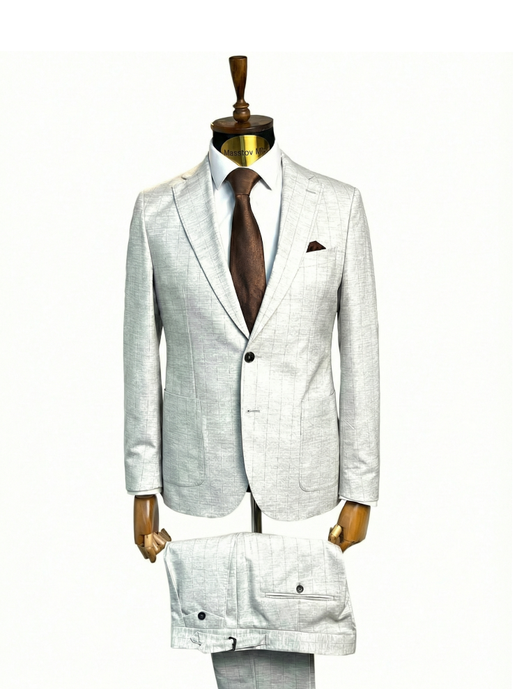 Костюм MAZALTOVMAN 2-ка Светло-серый в полоску премиум линейка