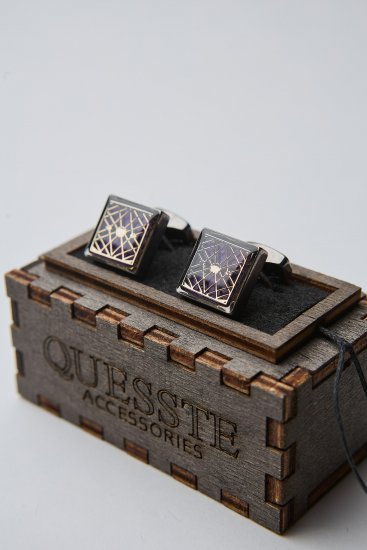 Запонки Фиолетовые с узором квадратные